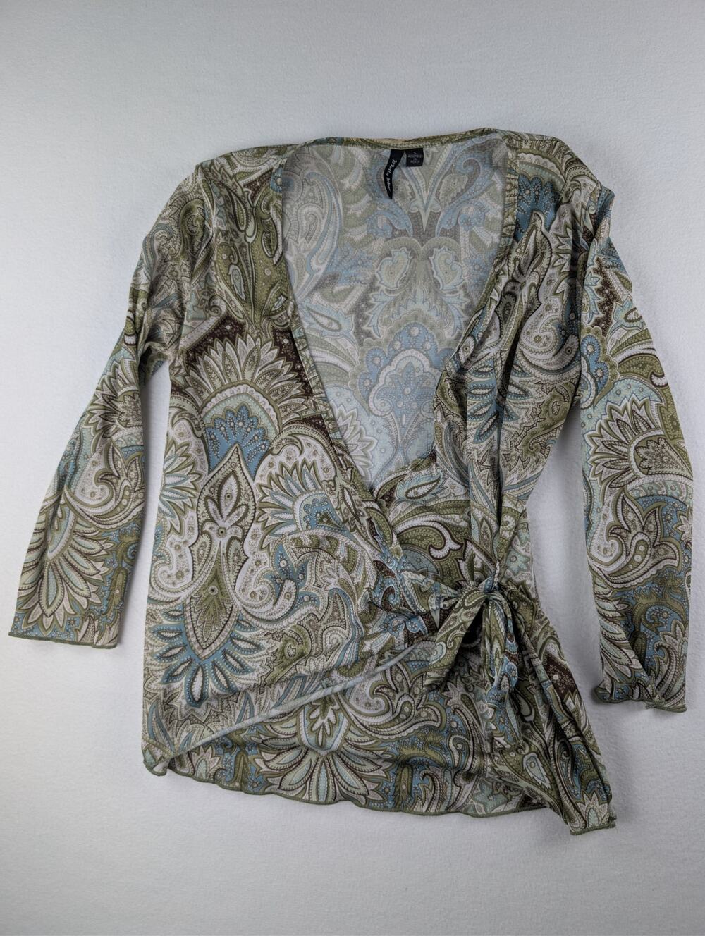 Forever 21 Paisley Wrap Tie Front Long Sleeve Top Women’s Small Boho